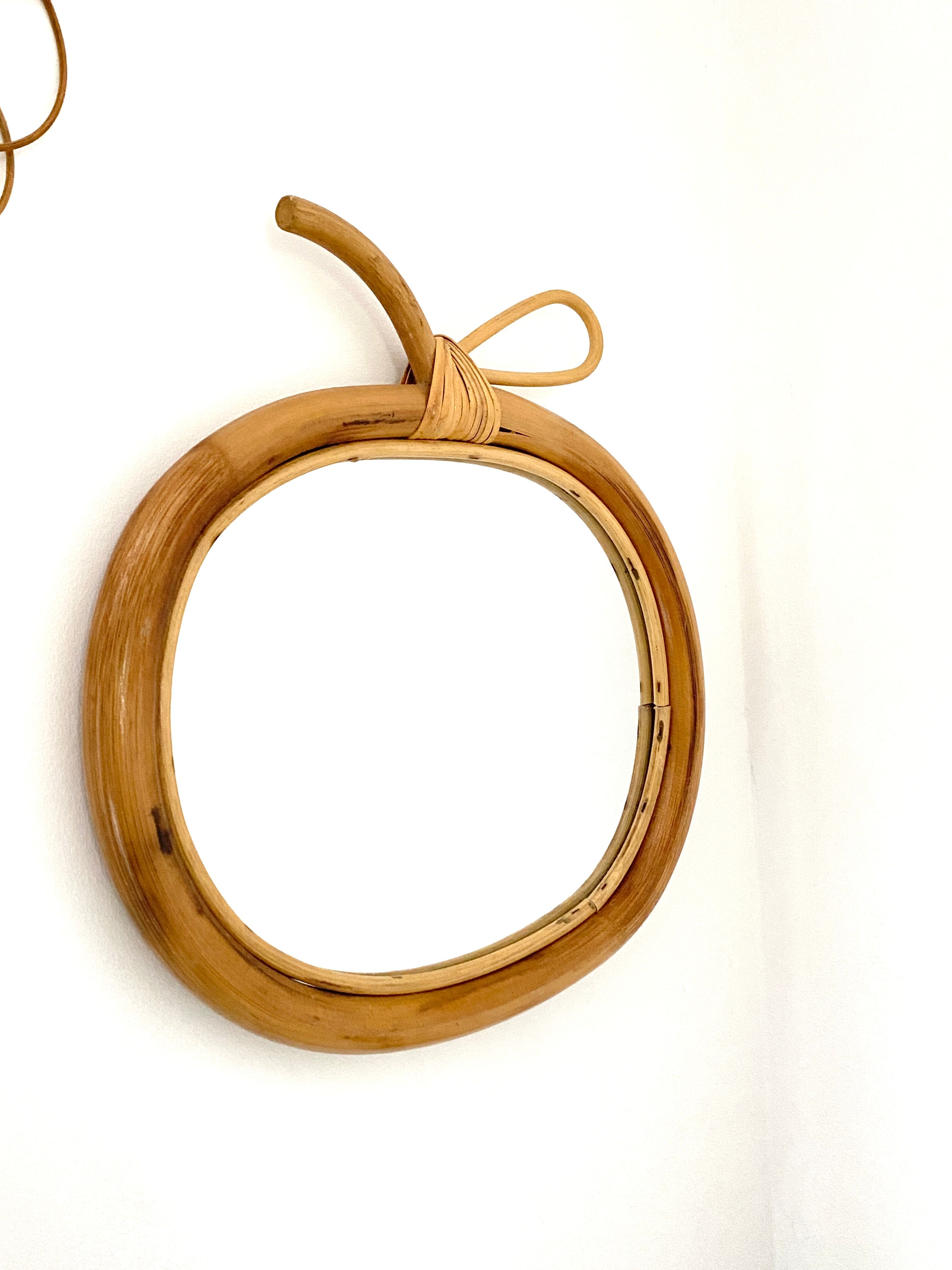 Vintage apple rattan mirror