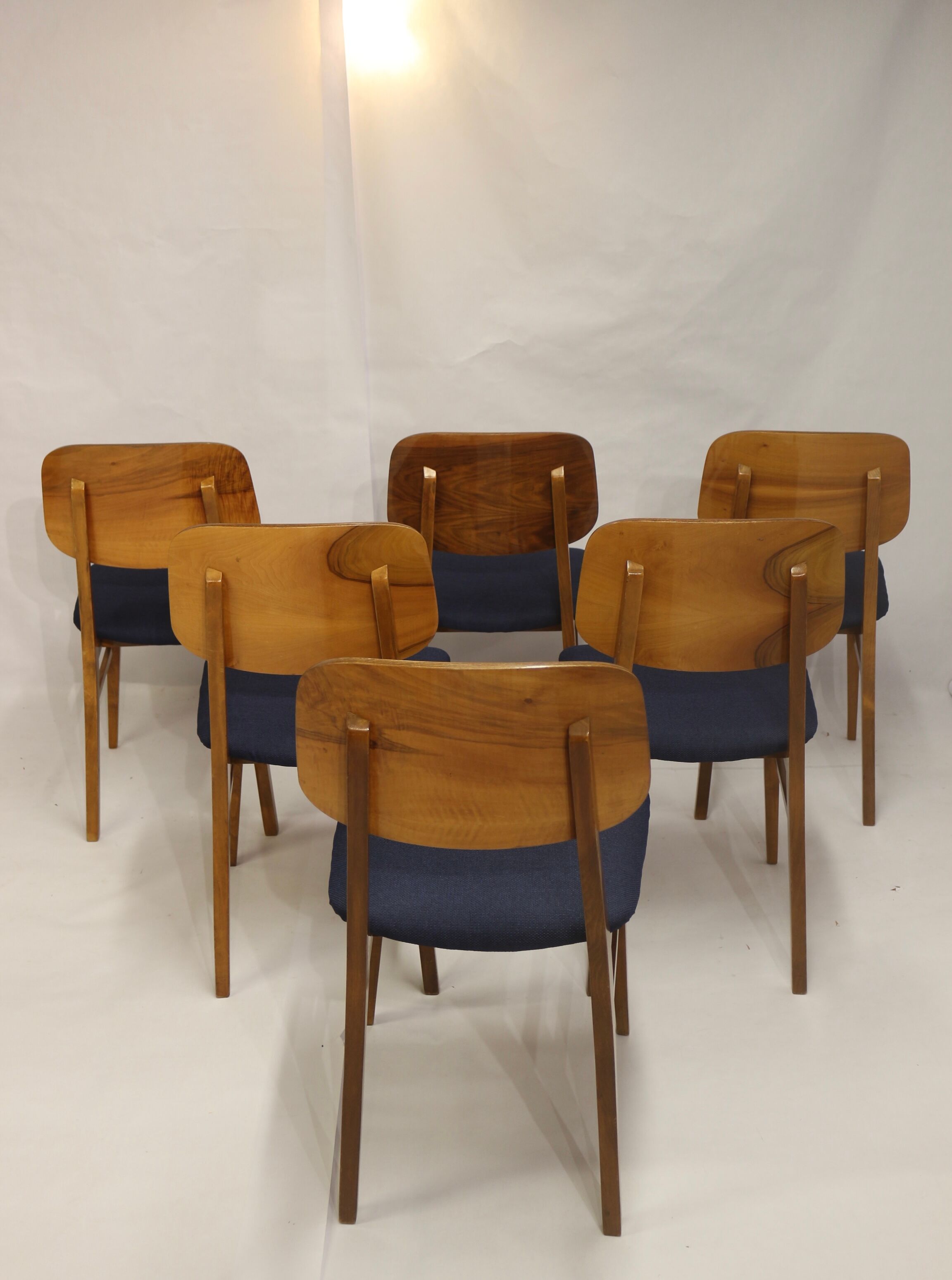 Set of six chairs design year 60,70 traditional slatted wood