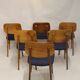 Set de six chaises design année 60 ,70 bois latté traditionnel