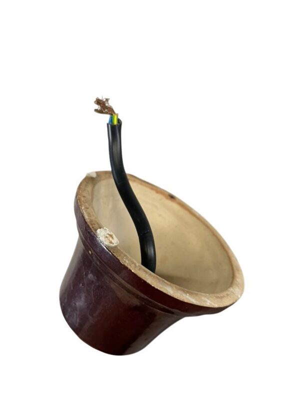 Suspension vintage fat lava en céramique brune