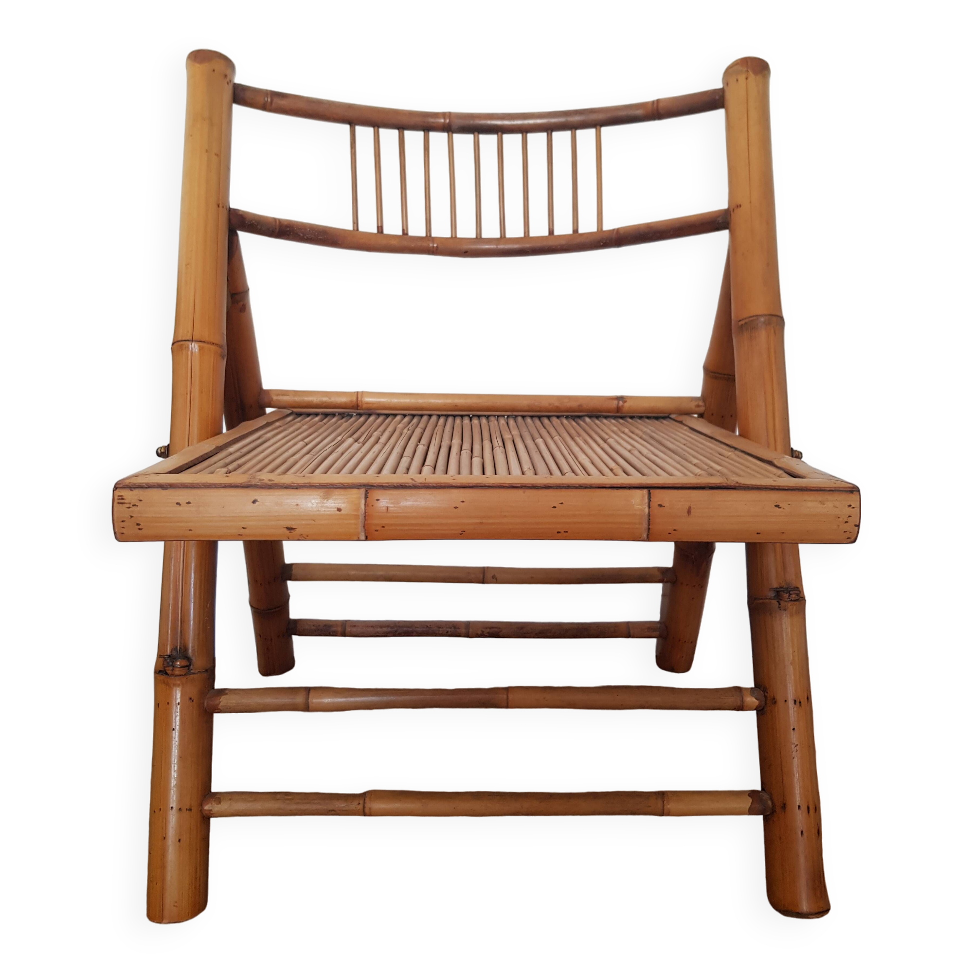 Bamboo and rattan folding chair