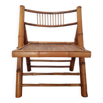 Chaise pliante en bambou et rotin