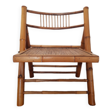 Chaise pliante en bambou et rotin