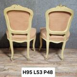 Pair of Venetian chairs in Louis XV baroque style in lacquered and gilded wood