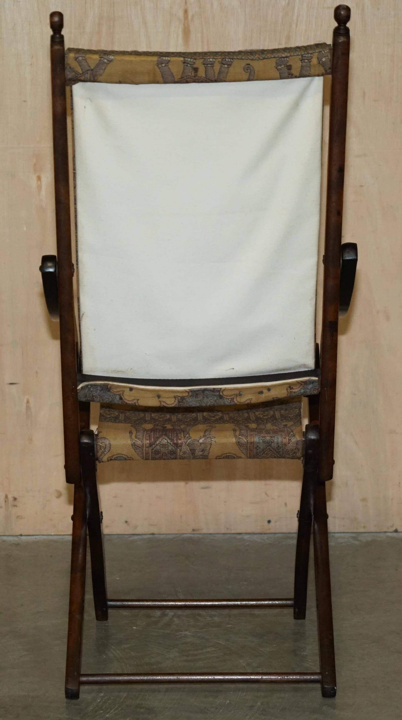 Antique Indo-Anglo elephant folding military chair circa 1890