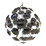 Lustre spoutnik contemporain italien en laiton fait à la main