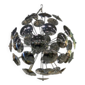 Lustre spoutnik contemporain italien en laiton fait à la main
