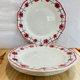X6 pink flower plates monique ceranord france-retro-vintage