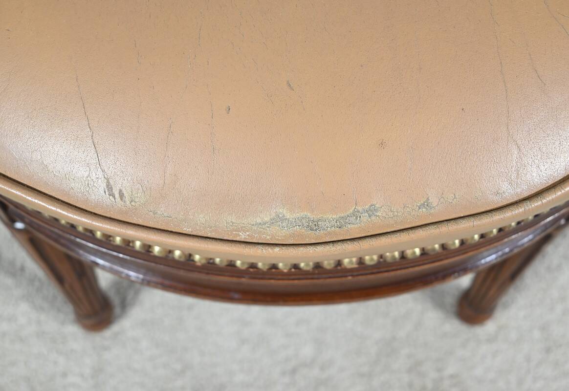 Beech Swivel Office Armchair, Louis XVI style – Late 19th century