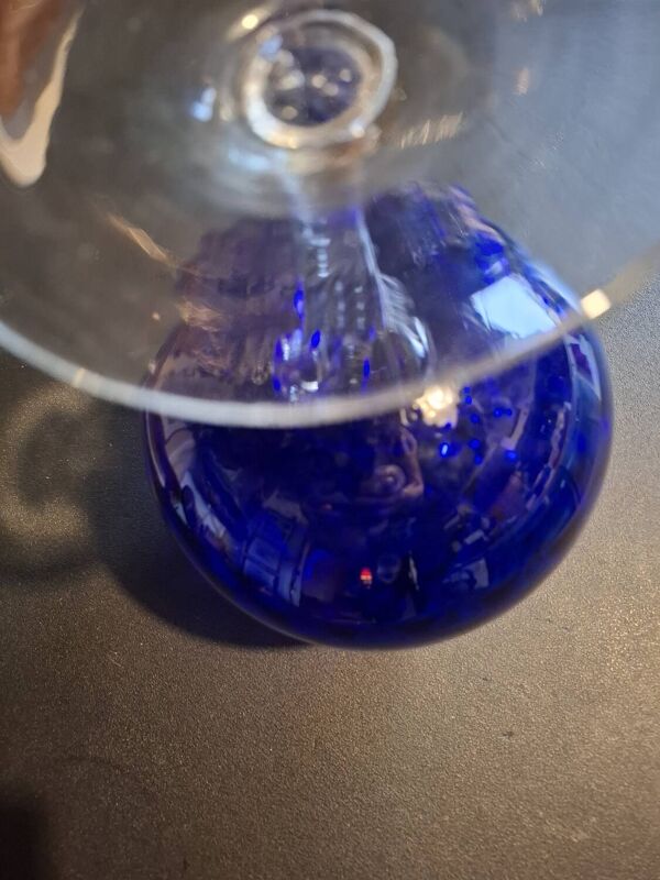 Vase vintage en verre bleu cobalt Empoli