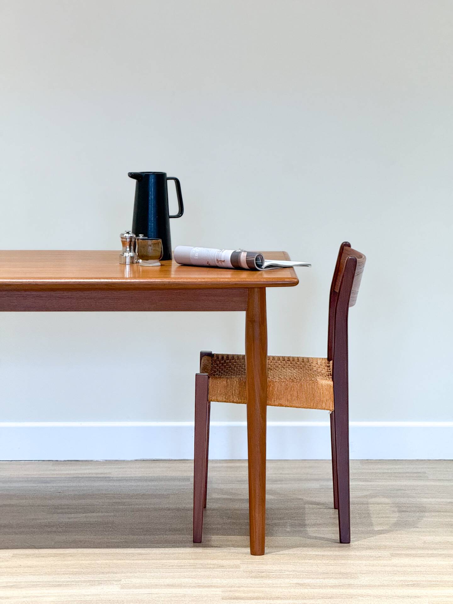 Danish chairs in teak and paper cord by Poul Volther (1960)