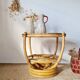 Vintage rattan side table with two round tops – 1960