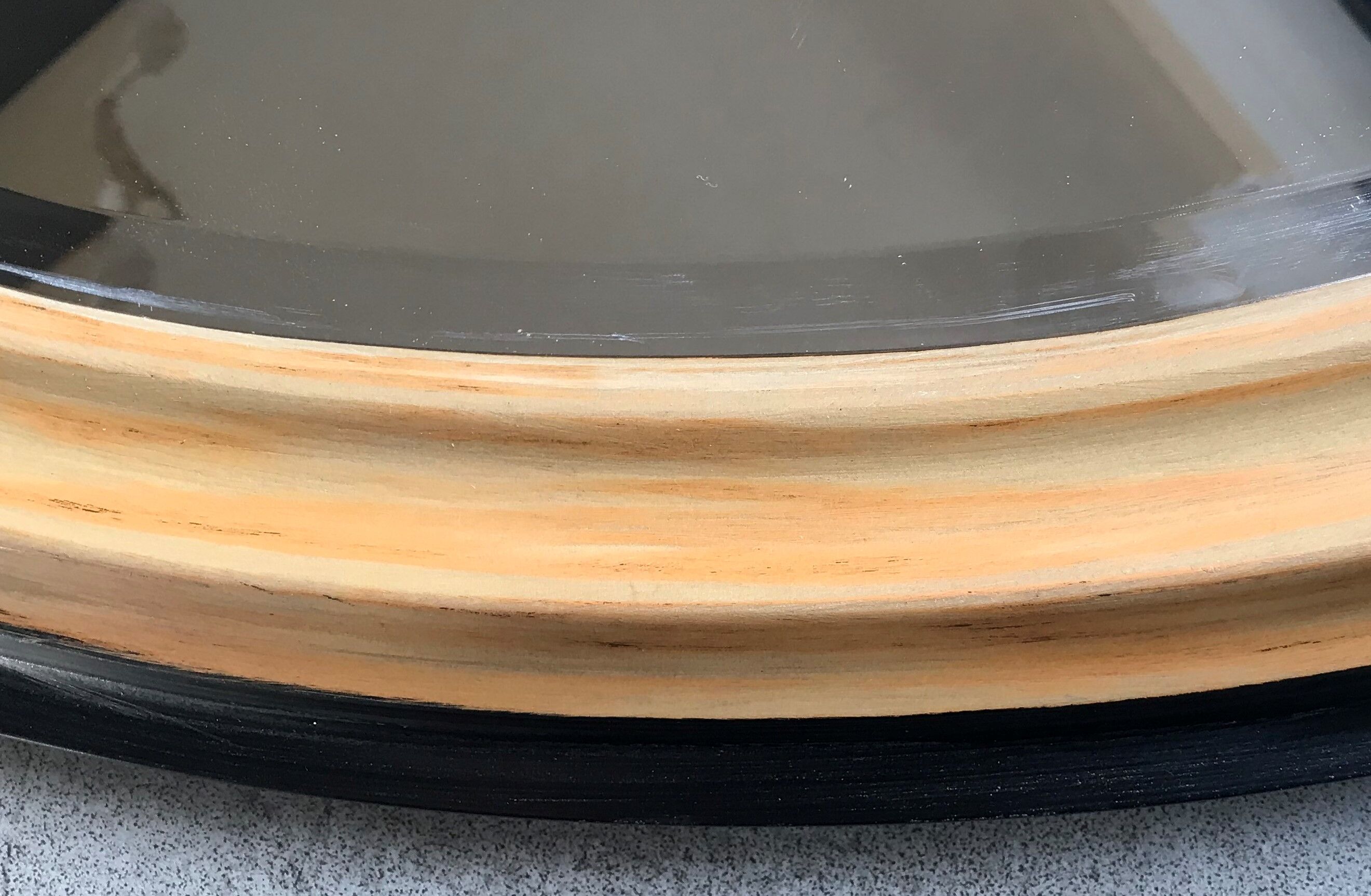 Oval mirror in wood and beveled ice - 88 cm by 63 cm