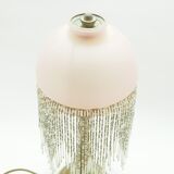 Lamp opaline pink lampshade with glass bead tassels