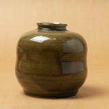 vase émail vert craquelé signé kiseto vintage 1970