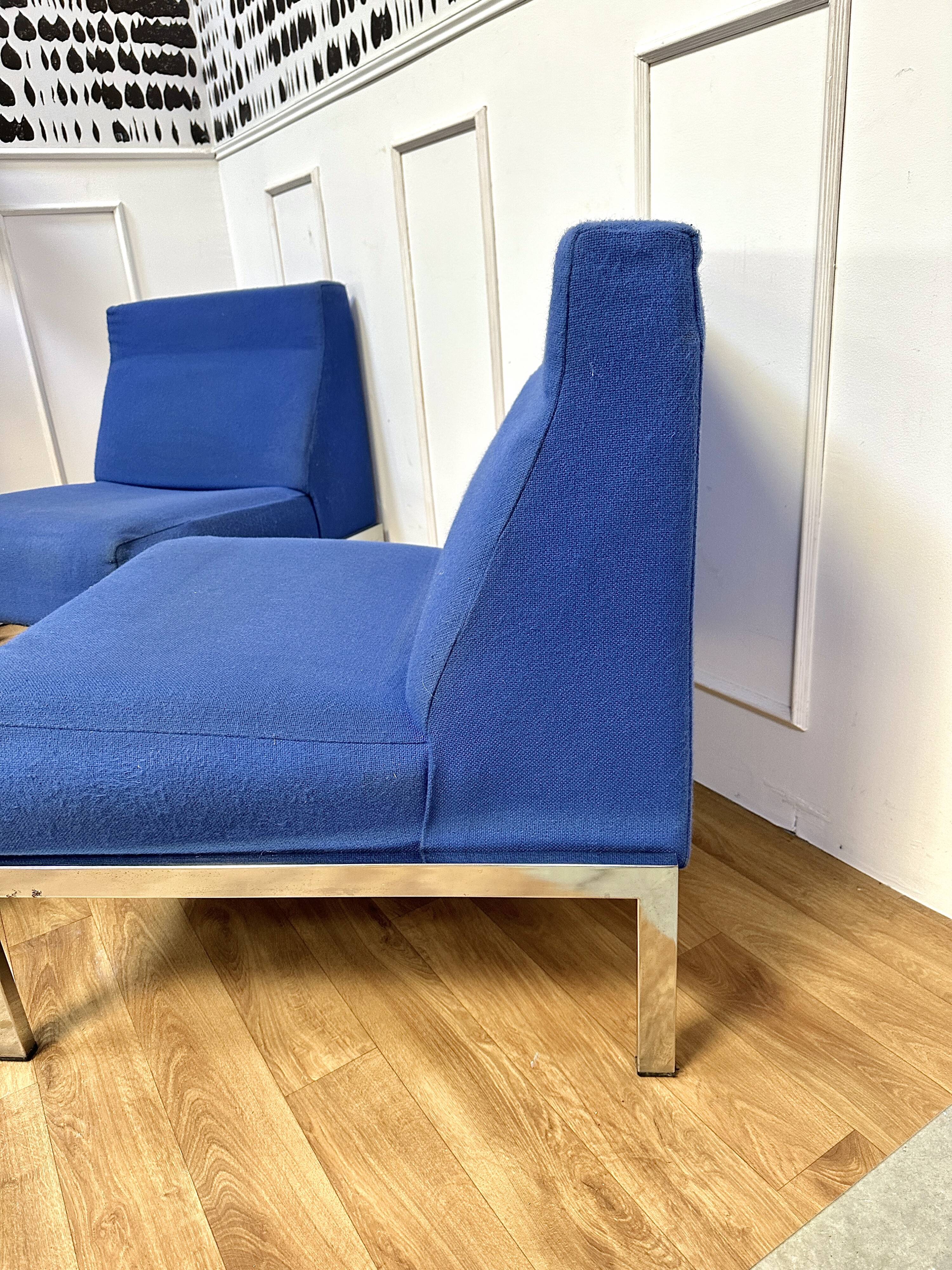 Pair of blue fabric design seats