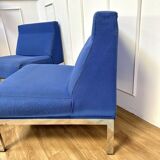 Paire de chauffeuses design tissu bleu