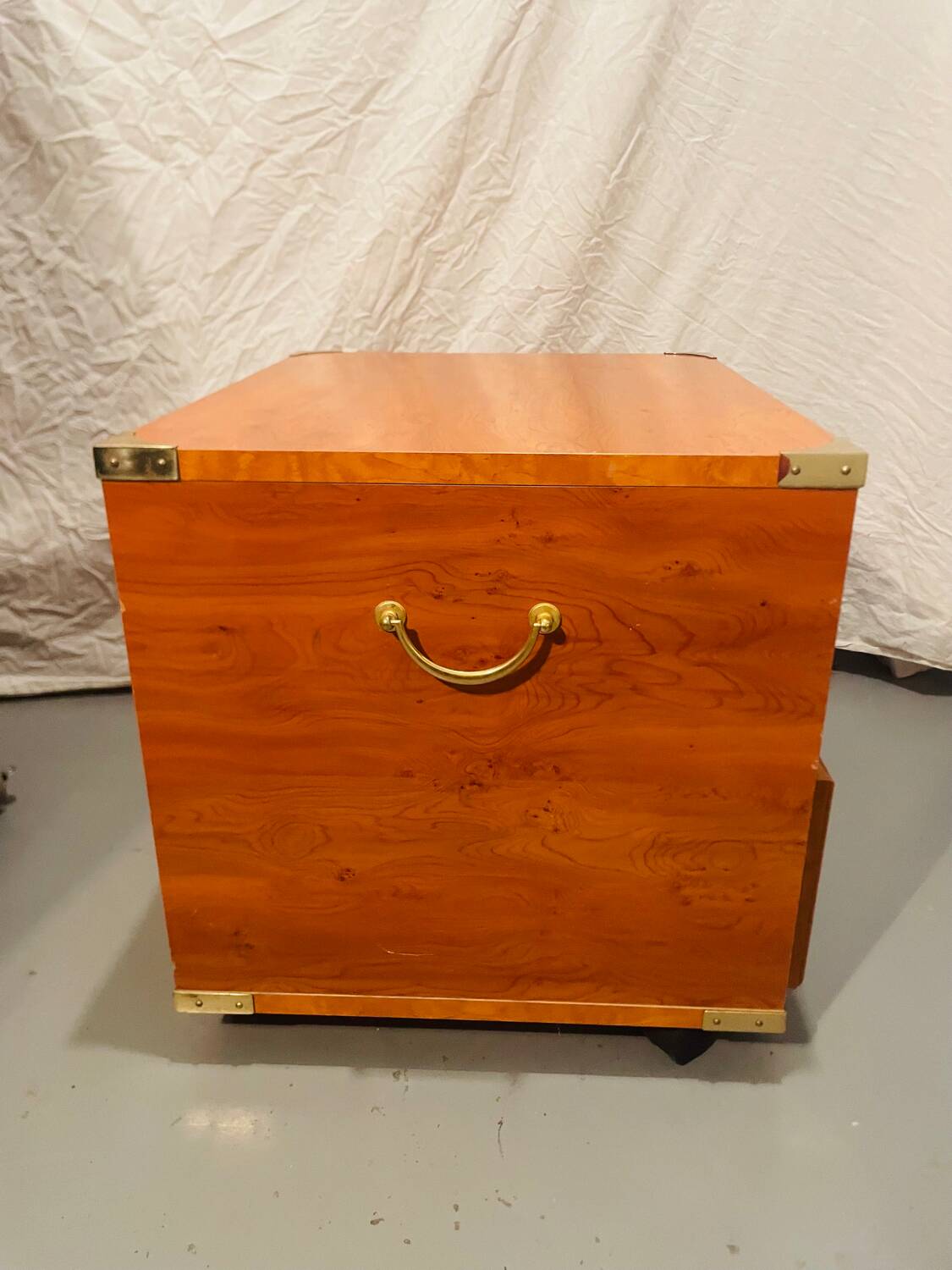 Gautier “Marine” bedside table in wood and brass, 1991