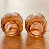 Pair of Vintage Amber Glass Vases - 70s Retro Elegance