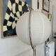 Chrome metal floor lamp and rice paper Vate for IKEA 1990