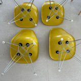 4 chaises jaune citron Eames pied Eiffel base herman Miller