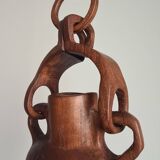 Hanging vase in solid wood carved / handcrafted