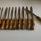 set of 11 knives with bamboo handles 1960 Riviera