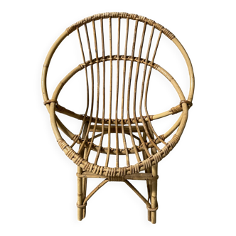 Fauteuil corbeille enfant en rotin