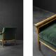Vintage Mid-Century Modern Rosewood & Green Velour 3-Seater Sofa and Chair