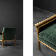 Vintage Mid-Century Modern Rosewood & Green Velour 3-Seater Sofa and Chair