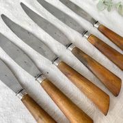 6 Vintage Horn Knives Silver Steel Blade LEPINE A LYON France 19th Century