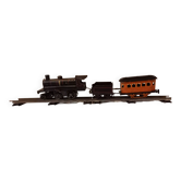 Petit train mécanique JEP, comprenant locomotive, tender, wagon lits, rail, années 1930