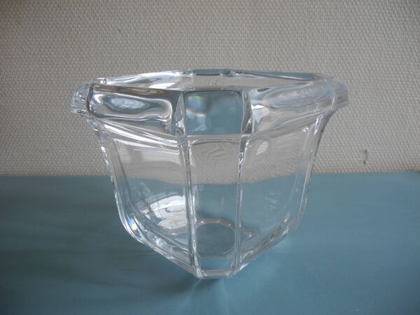 Ancien vase cache pot cristal déco vintage french crystal flower pot