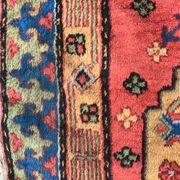 Old sinkiang oriental rug handmade 68 x 139 cm