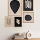 Collection of 5 black paintings on paper signed Eawy.