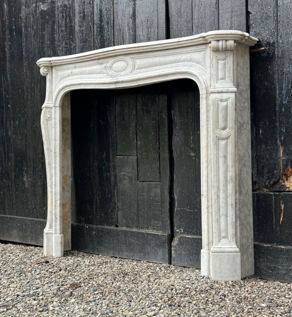 Louis XV style fireplace in white Carrara marble circa 1880