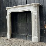 Louis XV style fireplace in white Carrara marble circa 1880