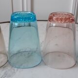 Set of 4 colored water glasses vintage 50s-60s