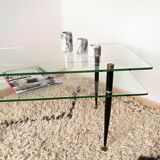 Vintage glass/brass coffee table 60