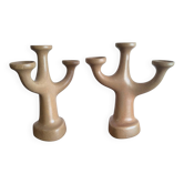 Paire de bougeoirs au design organique circa 1970