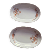 Set of 2 vintage oval serving dishes – Floral decoration – Mitterteich
