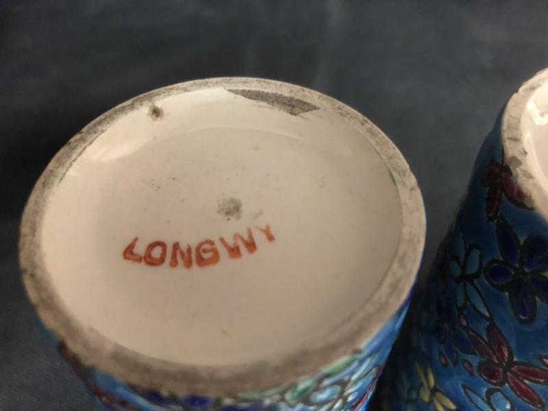 Pair of 19th-century roll vases in Longwy enamels