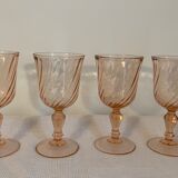 Pop-up Christmas 2022 - Series of 4 wine glasses in vintage pink glass