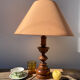 Vintage turned wooden lamp 1960 / 1970