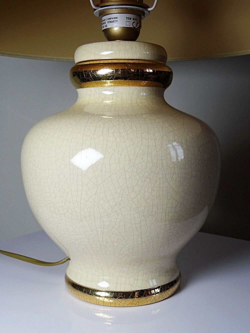 Cracked earthenware lamp Le Dauphin "Dynasty" Panama vintage 80s-90s
