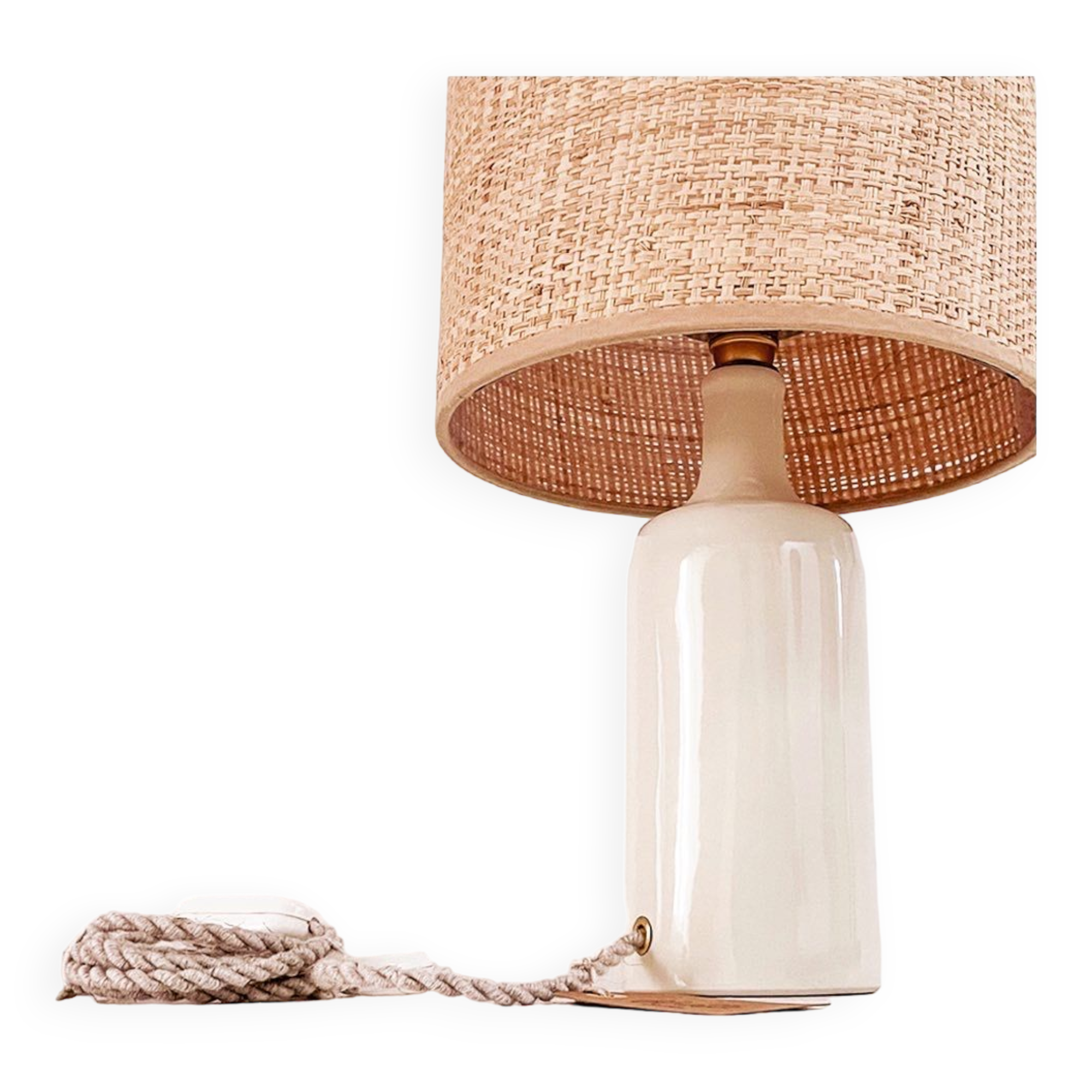 Lampe grès et rabane