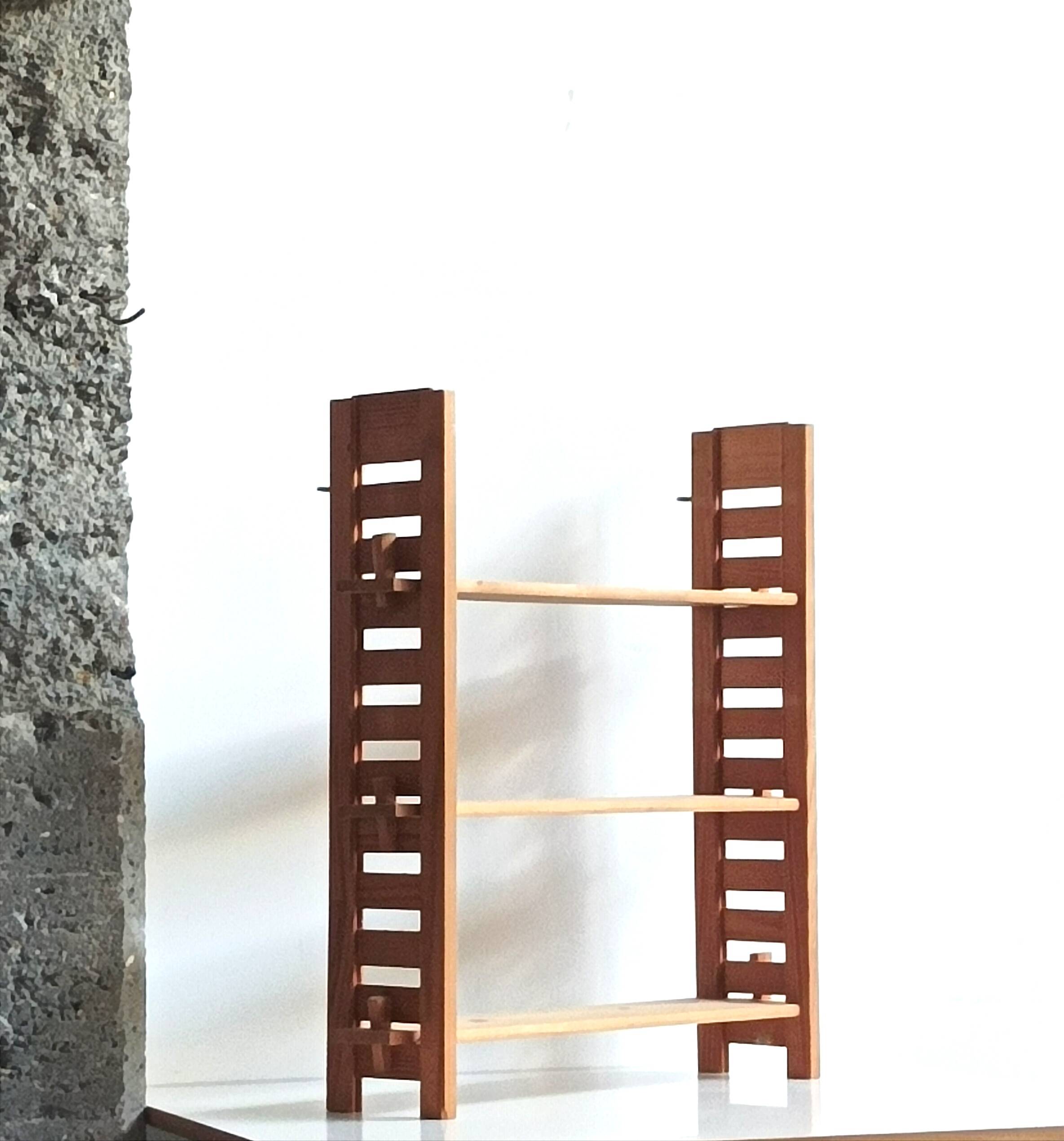 Vintage brutalist solid wood shelf