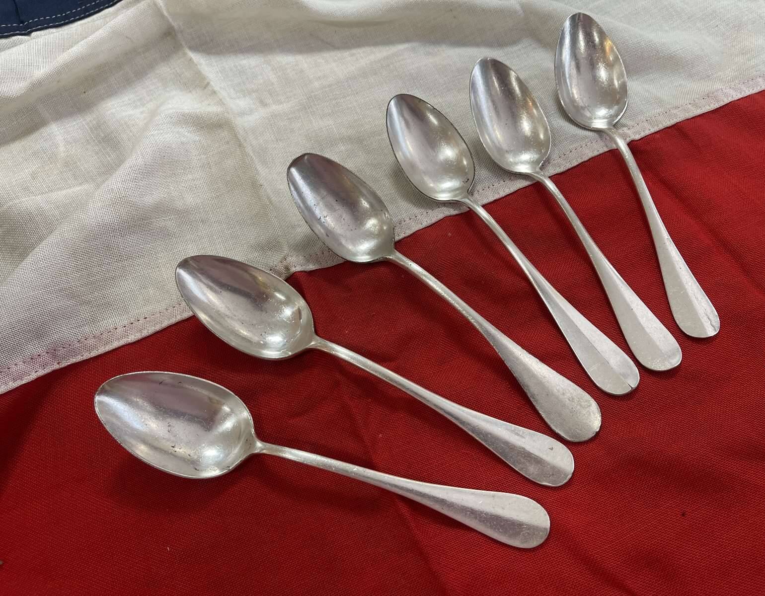 Set of 6 silver-plated French Navy dessert spoons