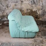 Large 2-seater sofa in checked fabric, France, 1980s