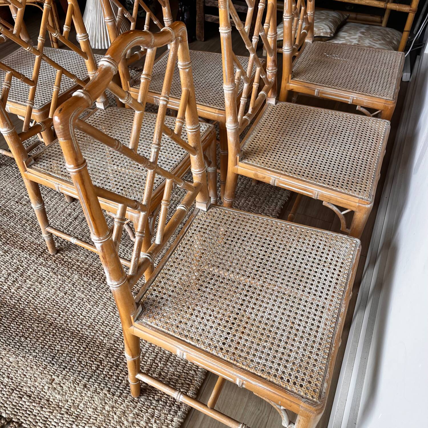 6 ‘Faux Bamboo’ dining chairs vintage